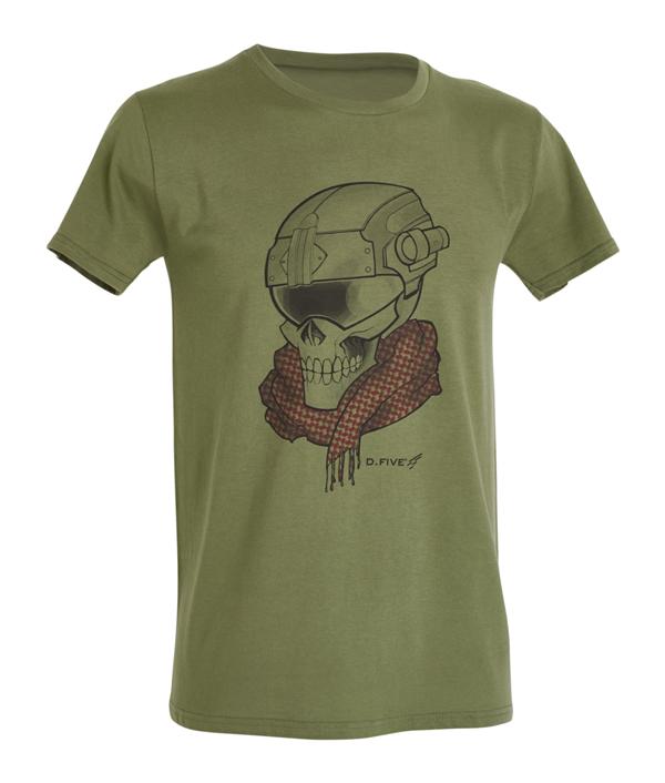 D.FIVE T-SHIRT WITH FRONT CHEST SKULL WITH HELMET IMAGE